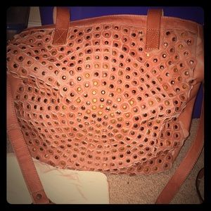 Old Trend blush leather studded bag with dustbag!